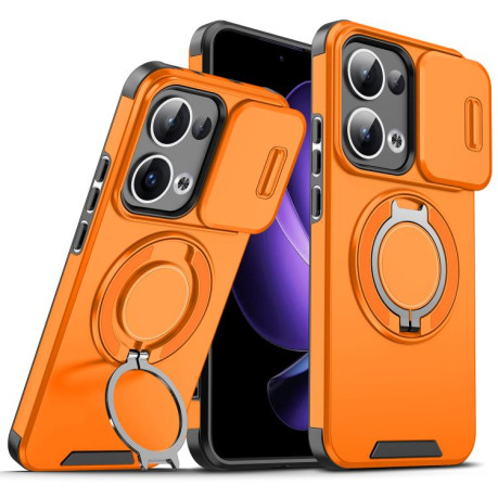 Противоударный чехол Sliding Camshield Ring Holder для OPPO Reno13 5G Global - оранжевый