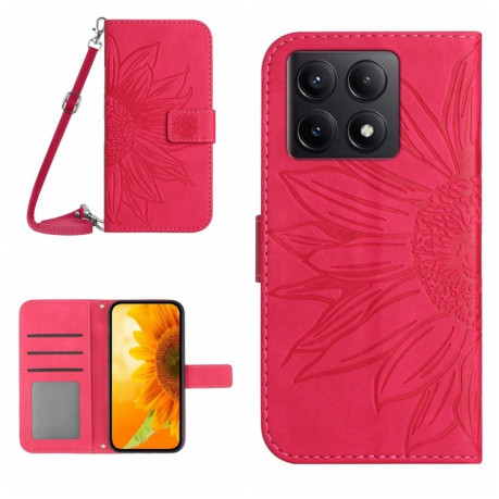 Чохол-книжка Skin Feel Sun Flower для Xiaomi 14T Pro 5G Global - пурпурно-червоний
