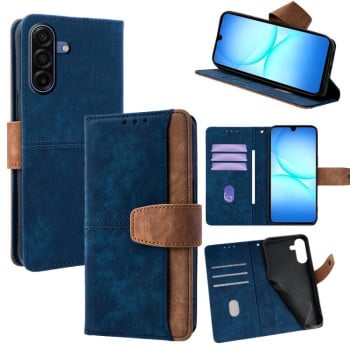 Чехол-книжка Color Stitching Skin Feel с защитой от сканирования RFID и магнитным хлястиком на Samsung Galaxy A17 5G — синий