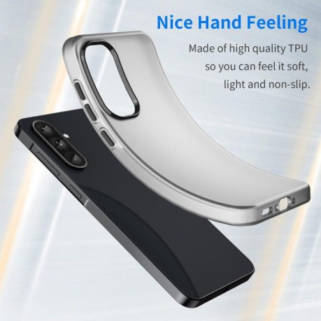 Противоударный чехол Frosted Translucent TPU Hybrid PC для Samsung Galaxy A56 5G - черный