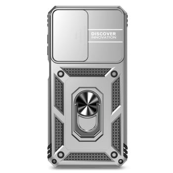 Чохол із шторкою на камеру Sliding Camshield та підставкою на Samsung Galaxy A26 5G - сріблястий