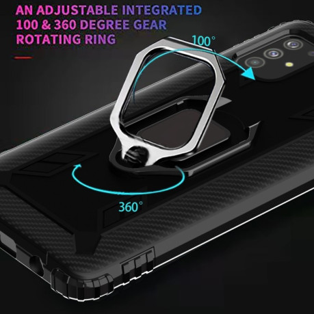 Противоударный чехол Carbon Fiber Rotating Ring на Samsung Galaxy M31s - черный