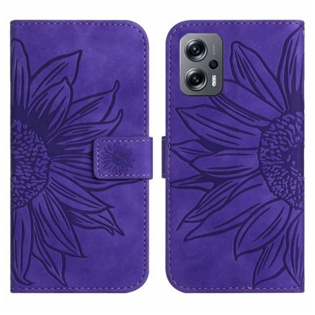 Чехол-книжка Skin Feel Sun Flower для Xiaomi Poco X4 GT - темно-фиолетовый