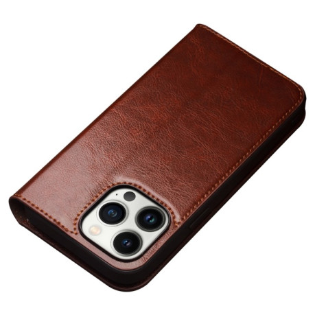 Кожаный чехол-книжка QIALINO Classic Case для iPhone 14 Pro Max - коричневый
