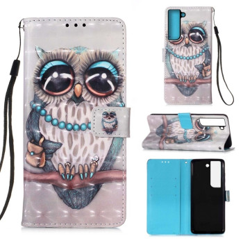 Чехол-книжка 3D Painting для Samsung Galaxy S22 Plus - Owl