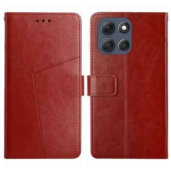 Чехол-книжка HT01 Y-shaped Pattern Flip Leather на Motorola Moto G86 5G - коричневый