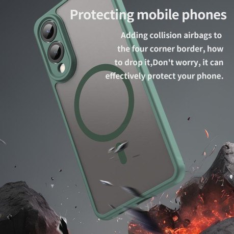 Протиударний чохол Fan Dun Series TPU Hybrid PC Frosted Magsafe для Samsung Galaxy S25 Edge 5G - зелений