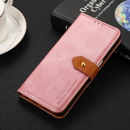 Чехол-книжка KHAZNEH Dual-color Cowhide для Samsung Galaxy A06 4G - розовое золото