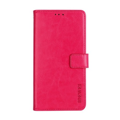 Чехол-книжка idewei Crazy Horse Texture на Xiaomi Redmi Note 10 Pro - пурпурно-красный