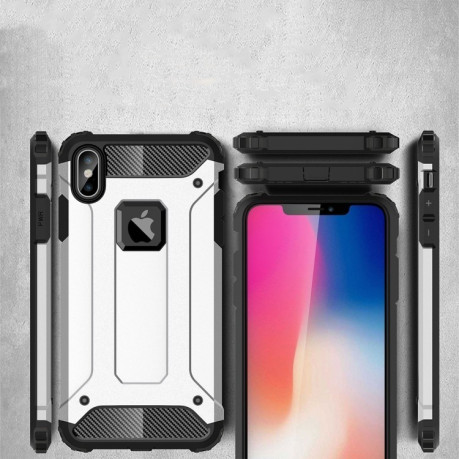 Протиударний чохол Armor Combination Back Cover Case на iPhone XS Max-сріблястий
