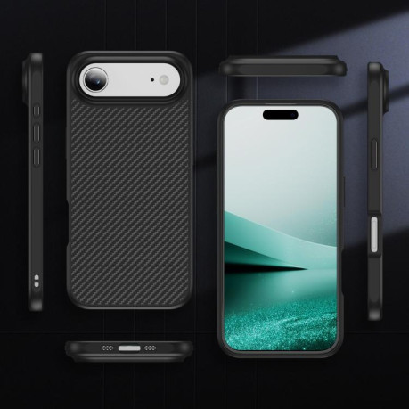 Ударозащитный чехол Carbon Fiber Texture Skin-feel Acrylic TPU на iPhone Air - черный