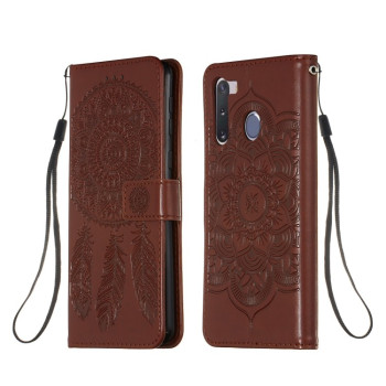 Чехол-книжка Lucky Clover Dream Catcher Printing на Samsung Galaxy A21 -коричневый