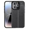 Противоударный чехол Litchi Texture на iPhone 15 Pro Max - черный