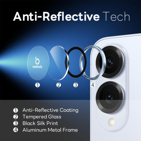 Защитное стекло на камеру NORTHJO Camera Lens Protector CD Metal Ring на Samsung Galaxy S25 Edge 5G - синее