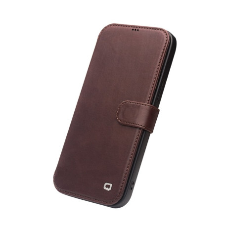 Кожаный чехол-книжка QIALINO Business Magnetic для iPhone 12 Pro Max - Dark Brown