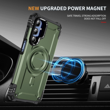 Противоударный чехол MagSafe Lens Holder PC Hybrid TPU для Samsung Galaxy A16 5G - зеленый