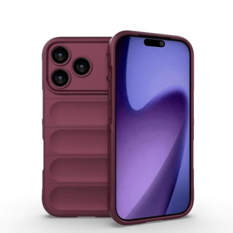 Силіконовий чохол Magic Flannel на iPhone 17 Pro – винно-червоний