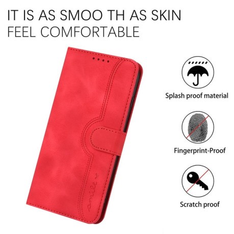 Чехол-книжка Skin Feel Heart Pattern для OPPO Reno 8 5G Global - красный