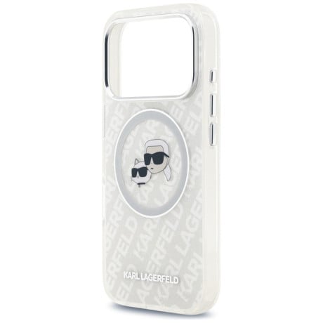 Оригінальний чохол Karl Lagerfeld IML Glitter Karl&amp;Choupette Heads Logo з MagSafe на iPhone 17 Pro - Gray