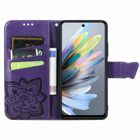 Чохол-книжка Butterfly Love Flower Embossed для Motorola Moto G35 - фіолетовий