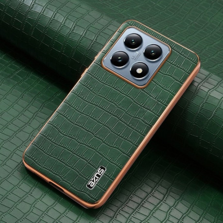 Чехол AZNS Electroplated Frame Crocodile Texture на Xiaomi 14T Pro 5G - зеленый