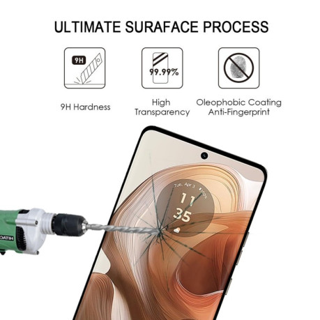 Захисне скло 9H HD 3D Curved (Edge Glue) для Motorola 50 Ultra / Edge 50 Edge - чорне