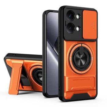 Ударостійкий чохол Lens Sliding Window Multifunctional Magnetic Shockproof зі шторкою камери для Xiaomi Poco X8 Pro Max 5G — помаранчевий