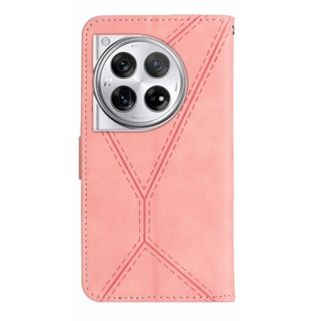 Чехол-книжка Stitching Embossed Leather для OnePlus 12 5G Global - розовый