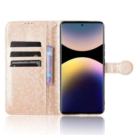 Чехол-книжка Honeycomb Dot для Xiaomi Redmi Note 14 Pro 4G - золотой