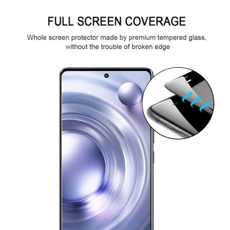 Захисне скло 9H HD 3D Curved (Edge Glue) для Vivo X80 / X80 Pro - чорне