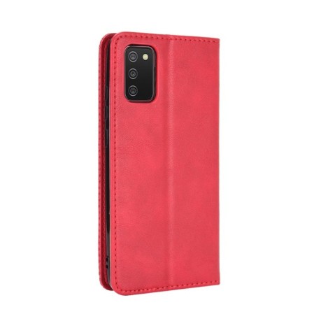 Чехол-книжка Magnetic Buckle Retro на Samsung Galaxy A03s - красный