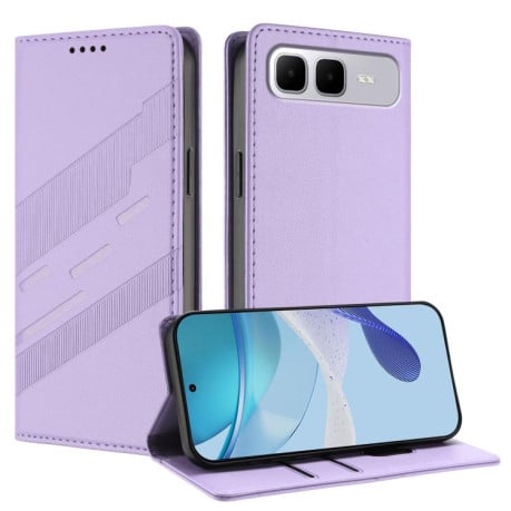 Чохол-книжка з фактурою Multi-functional Wallet Retro на Infinix Smart 10 Plus 4G - фіолетовий