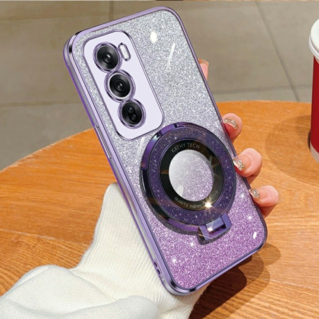 Протиударний чохол Plated Gradient Glitter Round Holder для OPPO Reno12 Pro Global - фіолетовий