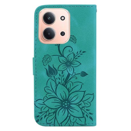 Чохол-книжка з тисненням Lily та магнітною застібкою на Xiaomi Redmi 15C 5G / 4G EU 173mm / Poco C85 5G - зелений