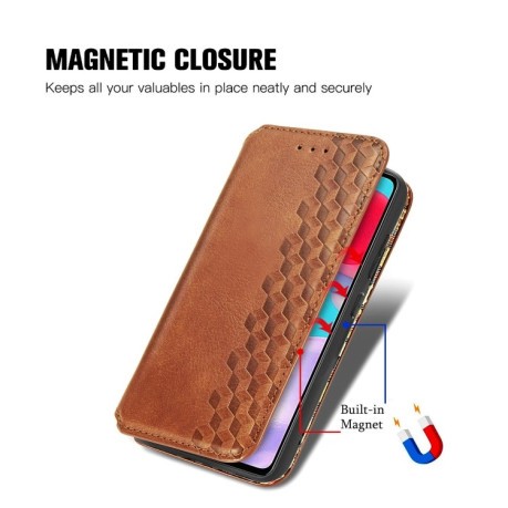 Чехол-книжка Cubic Grid на Samsung Galaxy A72 - коричневый