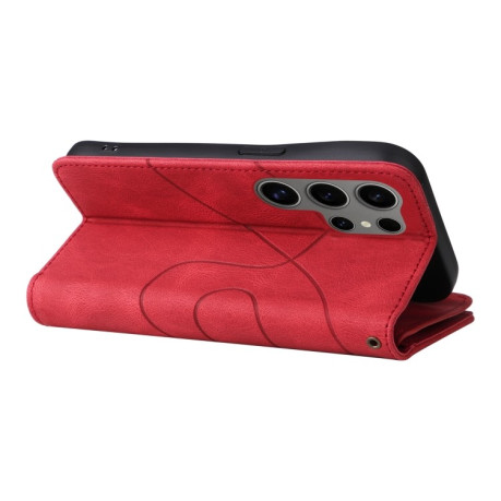 Чехол-книжка Dual-color 9 Card Slots Zipper Wallet Leather для Samsung Galaxy S25 Ultra 5G - красный