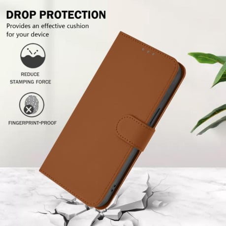 Чехол-книжка с мягким покрытием (Skin Feel) со шнурком на Xiaomi Poco M7 4G 169mm - коричневый