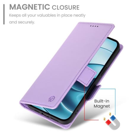 Чохол-книжка Side Buckle Magnetic Frosted Leather для Xiaomi Redmi Note 14 4G 164.84mm - фіолетовий