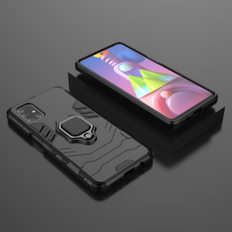Противоударный чехол Magnetic Ring Holder на Samsung Galaxy M51 - черный