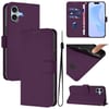 Чехол-книжка с мягким покрытием (Skin Feel) со шнурком на iPhone 16 Plus - фиолетовый
