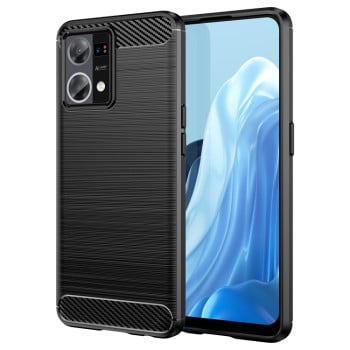 Протиударний чохол Brushed Texture Carbon Fiber на OPPO Reno7 4G - чорний