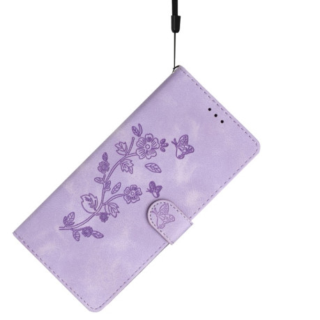 Чохол-книжка Flower Butterfly Embossing для Motorola Edge 50 5G - фіолетовий