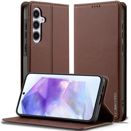 Чохол-книжка LCIMEEKE LC-001 Series для Samsung Galaxy A16 5G - коричневий