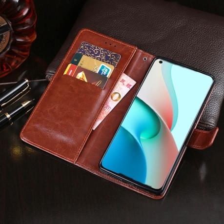 Чехол-книжка idewei Crazy Horse Texture на Xiaomi Redmi Note 9T - коричневый