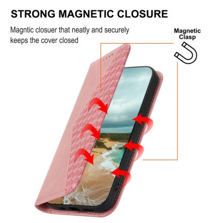 Чехол-книжка Cubic Grid Calf Texture для Samsung Galaxy S23 5G - розовый
