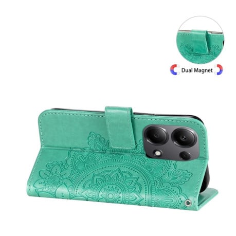 Чохол-книжка 7-petal Flowers Embossing для Xiaomi Redmi Note13 Pro 4G Global/Poco M6 Pro 4G - зелений