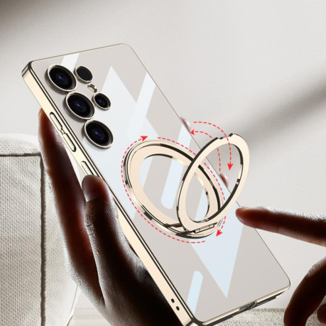 Протиударний чохол GKK PC Phone Case with Magnetic Rotating Holder, No Included Pen для Samsung Galaxy S25 Ultra 5G - сріблястий