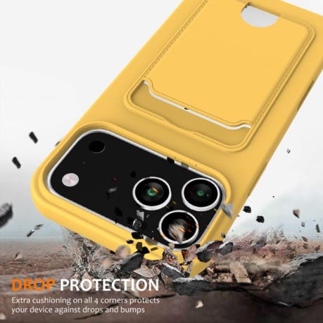 Силиконовый чехол Integrated Card Bag Solid Color Liquid Silicone на iPhone 17 Pro Max - желтый