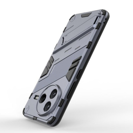 Противоударный чехол Punk Armor с подставкой для Xiaomi Redmi K80 / Poco F7 Pro — серый