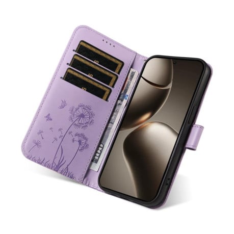 Чехол-книжка Dandelion Embossed Pattern Flip Leather на Xiaomi 15T Pro 5G - фиолетовый